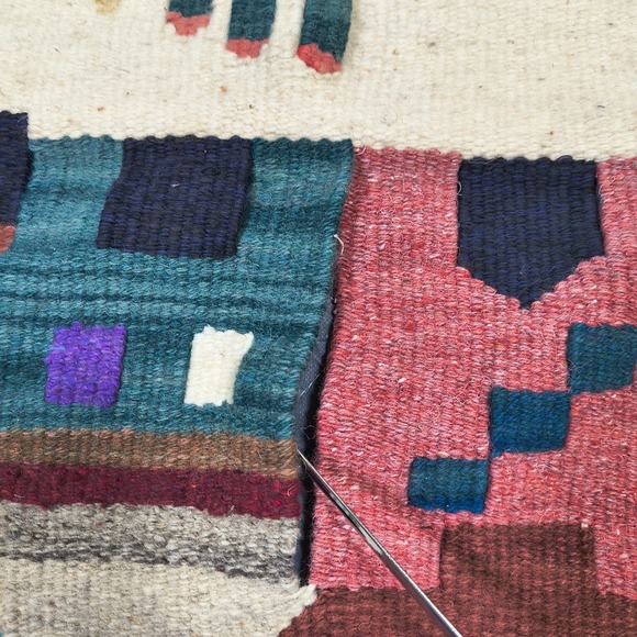 Vintage Southwestern Tapestry Wall Hanging Desert Pueblo Cactus Handwoven 38x28 - Picture 6 of 9